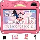 Kids Tablet, Android 15 Tablets for Kids with Octa-Core, 9 inch Toddler Tablet with 12GB 32GB 2TB Expand, 1340*800 IPS Display, Drop-proof EVA Case, Parental Control, Dual Camera, WiFi 6 - Pink