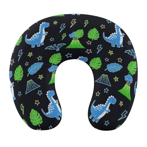 100% BLUE COLLAR Dinosaur (3) Memory Foam Travel Pillow Head Support Soft Pillows for Sleeping Rest U Shaped Travel Pillow