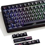 Womier Shine Through Keycaps Black Graffiti Cute PBT Keycaps 60 65 75 100 Percent, Cherry Profile Dye-Sublimation Custom Key caps Set for Cherry Gateron MX Switches Mechanical Keyboard-Black