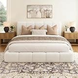 Regmuse Queen Cloud Bed Frame - Cream Upholstered Bedframe with Headboard