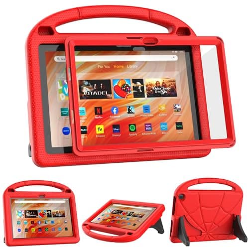 Patamiyar EVA Tablet Case for 10.1in Tablets，Not for TCL Onn 10.1inch Tablets, Patamiyari Lightweight Shockproof Two-Angle Case with Screen Protector Handle Stand -Red