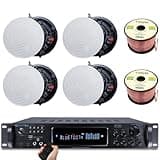 Technical Pro Home Stereo System Kit – 7.2 channel 2500 Watts Bluetooth Amplifier w/ 4 Qty of 8” Frameless Ceiling Speakers 300 W Each & 200 ft Speaker Wire & Remote Ideal for Home, Office, Restaurant