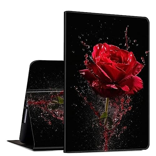 GFRGTFHYT for iPad Air 13 Inch Case M2 2024 for Women Men PU Leather Slim Lightweight Folio Kickstand Multi-Angle Stand Smart Shell Cover with Auto Wake/Sleep,Red Rose Water