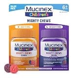 Mucinex Children's Mighty Chews Kids Cough Medicine Daytime And Nighttime Value Pack, Easy to Dose Cough Suppressant For Kids with Dextromethorphan, Mixed Berry Flavor, 32 Medicated Chewable Tablets