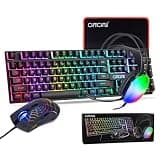 Gaming Keyboard and Mouse, Headset, Mouse Pad Combo, 10 RGB Backit Effects