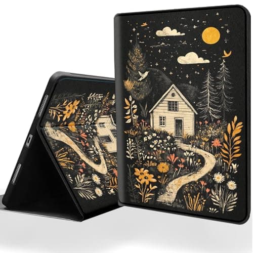 DSRGRGFDJ Tablet Case for 7" Kindle Paperwhite 12th Gen 2024 & Kindle Colorsoft Signature Edition,Auto Wake/Sleep and Multi-Angle Adjustable Stand Cover - Moonlight Cabin