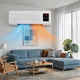 YUNWEISHANGMAO Wall Mounted Air Conditioner 2-in-1 Heater and Cooling Combo Ductless Wall AC Unit with Remote,Bladeless Quiet Fan for Bedroom Bathroom Office Garage,White