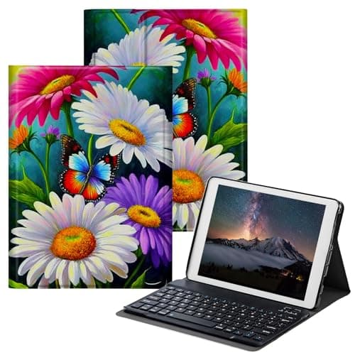 BPQOJB Galaxy Tab A8 10.5 Case with Detachable Wireless Keyboard & Adjustable Stand Protect Tablet Case for Galaxy Tab A8 10.5 inch 2022 - Butterfly Flower