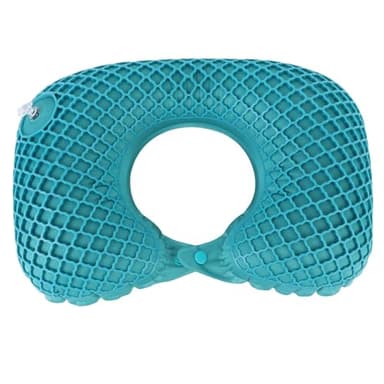 GOWENIC Inflatable Travel Neck Pillow, U Shaped Headrest Cushion, Press to Inflate Lightweight Portable Neck Pillow for Airplane Train Car Office (Peacock Blue)