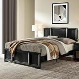 Cherytika Full Bed Frame with Headboard, Modern Wood Slat Support, No Box Spring Needed, Noise Free, 1000Lb Capacity, Easy Assembly, Black