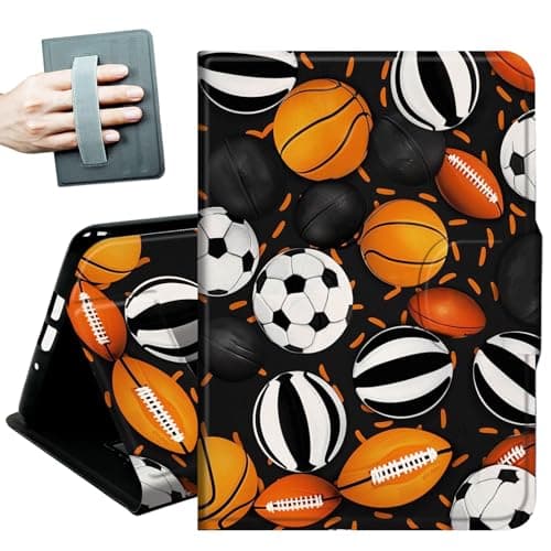 for iPad Pro 12.9 Inch Case 2022/2021/2020(6th/5th/4th Gen),with Hand Straps and Auto Wake/Sleep Leather Slim Multiple Angles Stand Smart Cover for iPad Air 13 inch 2024,Sport Ball
