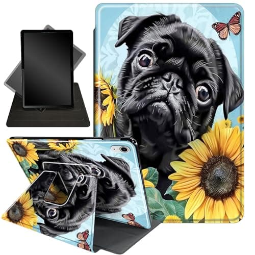 Case for iPad (A16) 11th Generation 11 Inch 2025, iPad 10th Generation 10.9 inch 2022,360 Degree Rotating Stand Smart Protective Cover Case for i Pad 11th / 10 th Gen,Dog and Sunflower