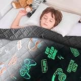 yescool Glow in The Dark Games Blanket 10 Pounds, 48 * 72in Gaming Blanket for Boys, Minky Weighted Blanket Gifts