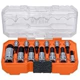 Klein Tools 65213HEX Knurled Hex Bit SAE Socket Set, 1/4, 3/8 and 1/2-Inch Drives, Premium Cr-V Steel, SAE Sizes 5/64 to 9/16-Inch, MODbox Case, 13-Piece