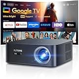 [Ultra Bright/Google TV/4K Support] Smart-Projector with WiFi 6 and Bluetooth, Built-in Apps, Outdoor Movie Proyector, 1080P Home Theater Auto Focus Projector, PUTRIMS K12 (Gray, Standard)