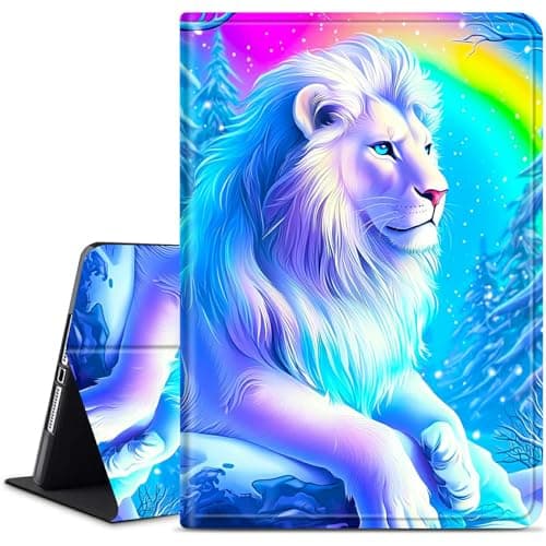Dikoer for iPad Pro 12.9 Inch (6th/5th Generation 2022/2021) iPad Air 13 Inch (M3/M2, 2025/2024) Tablet Case, Slim Kickstand Stand Leather Smart Cover with Auto Wake/Sleep, White Lion