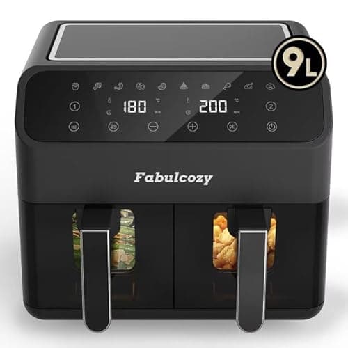 Sans Huile Dual Zone 9L Hot Air Fryer with 10 Programmes Large Fenêtre Fryer to Air XXL with Double Pan Airfryer Eccentric LED