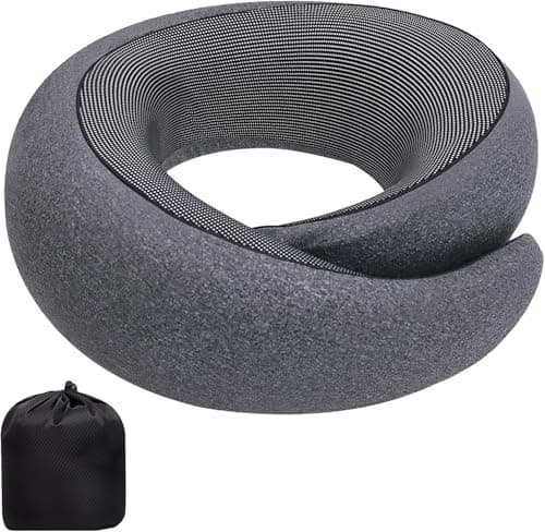 VOOMIKON Neck Pillow Airplane, Travel Pillows for Airplanes, Memory Foam Adjustable Portable Neck Pillow for Traveling, Car Rides, and Home Use (Dark Gray)