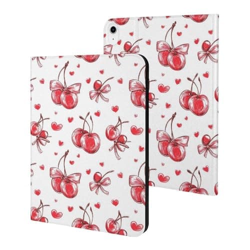 Compatible with iPad A16 Case 11 Inch 2025, Bow Cherry Print Slim Tablet Cover Compatible with iPad 10th Generation Case 10.9 Inch 2022, Auto Wake/Sleep with Stand