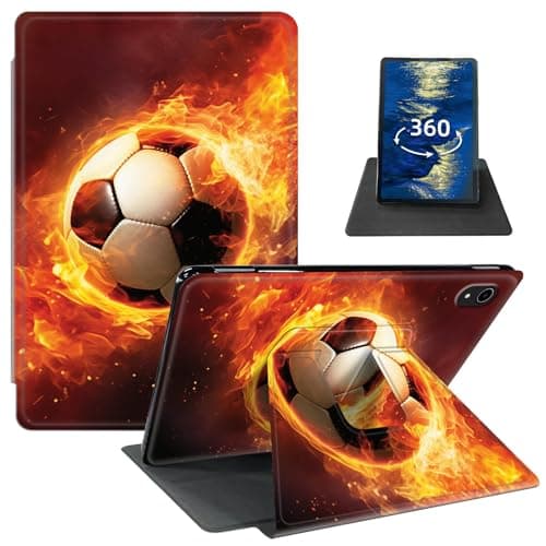 GFRGTFHYT for iPad Air 13 Inch Case M2 (2024) with 360 Degree Rotating Swivel Slim PU Leather Shockproof Protective Adjustable Stand Smart Cover with Auto Wake/Sleep for iPad Air 13,Fire Football