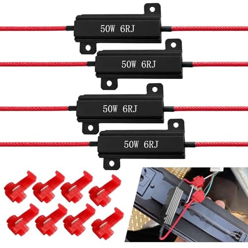 Lxsloet 4PCS 50W 6RJ Load Resistors LED Turn Signal, LED Lamp Resistor Fix Bulb Fast Hyper Flash Blink Error Code, Anti-Flickering Harness Load Resistor Repair Accessories for Cars (Black, 4PCS)