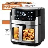 MIRASTON 8.5QT Air Fryer with Visual Window, Large Family Size XL Airfryer with 8 Presets, Stainless Steel Oven for Fast Healthy Cooking, Reheat & Crisp, Dishwasher Safe, Gift Box Included