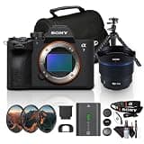Sony A7 V Mirrorless Camera Full Frame Hybrid System, Advanced Autofocus (ILCE-7M5/B) + Laowa 10mm Lens + Memory Card + Filter Kit + Soft Case + Tripod + Cleaning Kit + Cap Keeper (13pc Bundle)
