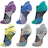 Hromec Non Slip Yoga Socks with Grips for Pilates, Ballet, Barre, Barefoot,Bikram,Hospital Anti Skid Socks for Women and Men