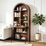 PBOGHLRD Tall Arched Bookcase, Convertible Hideaway Folding Craft Desk with Storage Shelf for Small Spaces, Storage Cabinet for Living Room, Home Office ﻿