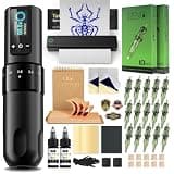 INKin Tattoo Kit for Beginners Complete Set with Tattoo Printer, Tattoo Gun with 7 Strokes 2.2-4.2mm and 1600mAh Power for Long Time Work, Full Kit with 10Pcs Tattoo Practice Book for Artists