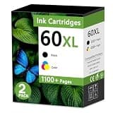 60XL Black/Tri-Color Ink Cartridges 2-Pack Replacement for HP 60 Ink
