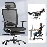 FLEXISPOT Ergonomic Office Chair with Footrest, Mesh High Back Computer Chair, Home Office Desk Chairs, with Adjustable Lumbar Support/2D Headrest/Reliable Base, Breathable Mesh Seat, Black, OC3 AIR-F