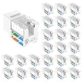 VCE UL Listed Cat6 Keystone Jacks 10Gbps 25-Pack, White