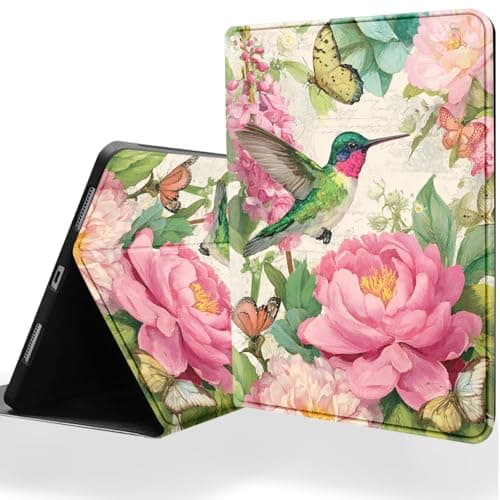 DSRGRGFDJ Tablet Case for Samsung Galaxy Tab A7 10.4 Inch 2020/2022 Model (SM-T500/T505/T507/T509),Auto Wake/Sleep and Multi-Angle Adjustable Stand Cover - Floral Hummingbird Art