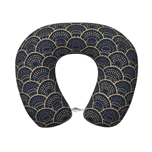 Nuzjahu Black Seashell Print Travel Pillow Memory Foam Neck Pillows for Sleeping Super Soft Cozy Plush Airplane Pillow for Sleeping Airplane, Car, Office and Home