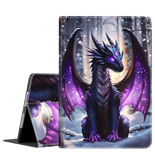 Case for iPad 9th/8th/7th Gen 2021/2020/2019 iPad 10.2 Inch Also Fit iPad Air 3th Gen 2019/iPad Pro 10.5 inch，Standing Cover with Auto Sleep/Wake, Winter Purple Dragon