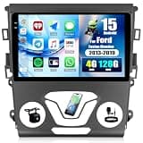 [4+128G] Android 15 Car Radio Stereo for Ford Fusion Mondeo 2013-2019 with Wireless Carplay&Android Auto,9 Inch Car Radio with Mirror Link Bluetooth FM/RDS WiFi GPS EQ SWC+AHD Backup Camera
