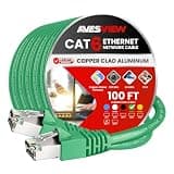 AvesView CAT 6 Shielded 100 FT Ethernet Cable, Indoor High-Speed (SFTP) 10Gbps Shielded 100 Foot Ethernet Cable for Internet, Router, Computer, PlayStation, Xbox (Green, 100FT)