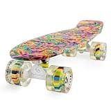 Skateboard Dog 22 inch Retro Mini Skateboards Kids Board for Boys Girl Youth Beginners Children Toddler Teenagers Adults 5 to 6 Year Old (Bending Color Lines)