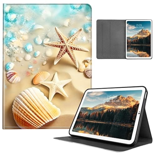 HEAKIERG Tablet Case for iPad 9th/8th/7th Gen (2021/2020/2019), iPad 10.2", PU Leather Stand Shell Multiple Viewing Angles Shockproof Protective Cover[Auto Sleep/Wake] for Woman Men, Beach