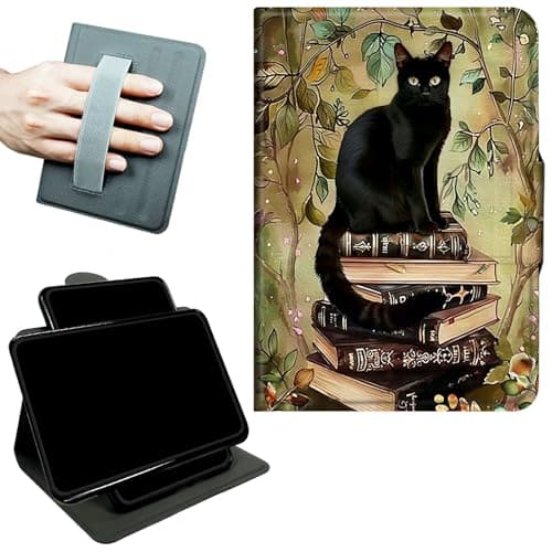 RWUTYTIUL Rotating Handle Case for iPad Pro 13 Inch M5 2025/M4 2024, 360 Degree Swivel Kickstand with Magnetic Closure, Shockproof Leather Protective Cover for Women Men, Book Cat