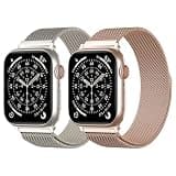 2 Pack Milanese Loop Bands Compatible with Apple Watch 38mm 40mm 41mm 42mm 44mm 45mm 46mm 49mm, Stainless Steel Magnetic Mesh Strap for iWatch Series 11/10/9/8/7/6/5/4/3/2/1 SE Ultra Women Men