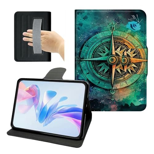 PU Leather Slim Case for iPad Pro 13 Inch (M5/M4) 2025/2024, 360 Rotating Stand Cover with Hand Strap, Multiangle Stand Auto Sleep/Wake Case, Vintage Compass