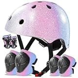 BiutiMama Kids Bike Helmet Set for Boys Girls Toddler Bicycle Helmet Adjustable Skateboard Helmet Protective Gear Set Knee Elbow Wrist Pads for Children Cycling, Scooter, Outdoor Sports
