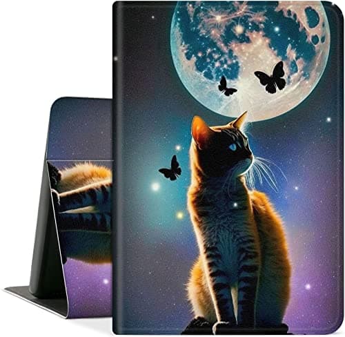 for Galaxy Tab S5e 10.5 Case,Galaxy SM-T720/T725 Tablet Case with Auto Wake/Sleep Fold Flip Stand Shockproof Protective Cover for Samsung Galaxy Tab S5e 2019 Release,Cat Look at Butterfly