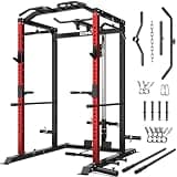 Goimu C1-V4 Power Cage, 2000LBS Squat Rack with LAT Pulldown, Multi-Function Weight Cage Strength Training Machine, Workout Cage with More Attachments for Home Gym Garage (RD Power Cage C1-V4)