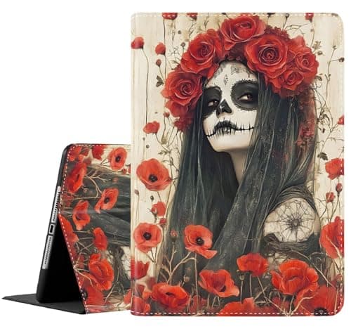 Case for Samsung Galaxy Tab A11 Plus/A9 Plus 2025/2023 5G 11 Inch, Slim Folding Stand Cover with Auto Wake/Sleep for Galaxy Tab A11+/A9+ 11 Inch ，Sugar Skull Girl and Red Rose