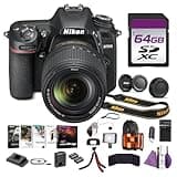 Nikon D7500 Digital Camera 20MP DSLR with Zoom Lens Bundle with Replacement Battery EN EL15C + Charger + Cleaning Kit + Flexible Vlogging Tripod + 64GB Memory Card + Backpack + More