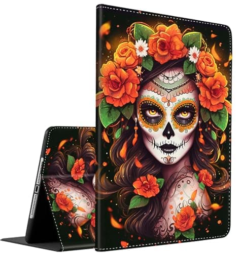 Case for Samsung Galaxy Tab S10 Lite/ S10 FE/ S9 FE 5G 10.9 Inch/Tab S9 11 Inch, Multi-Angle Smart Stand Cover Auto Sleep/Wake for Galaxy S10 Lite ，Sexy Woman with Roses Sugar Skull