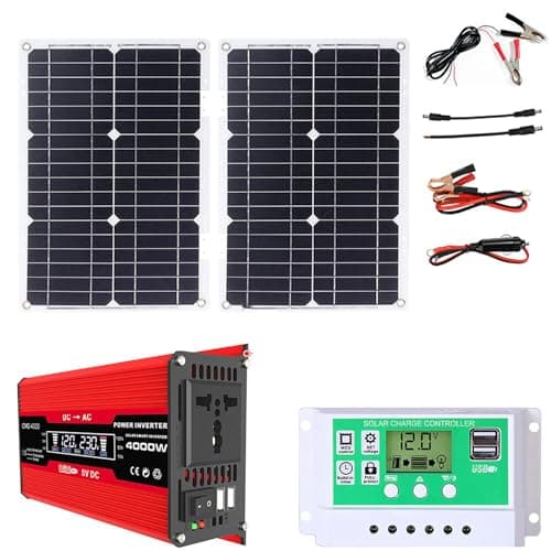 4000W Off-Grid Solar Panel Kit with 50W Waterproof Panel & 50A Charge Controller for RVs, Boats, Homes & Camping(Red)